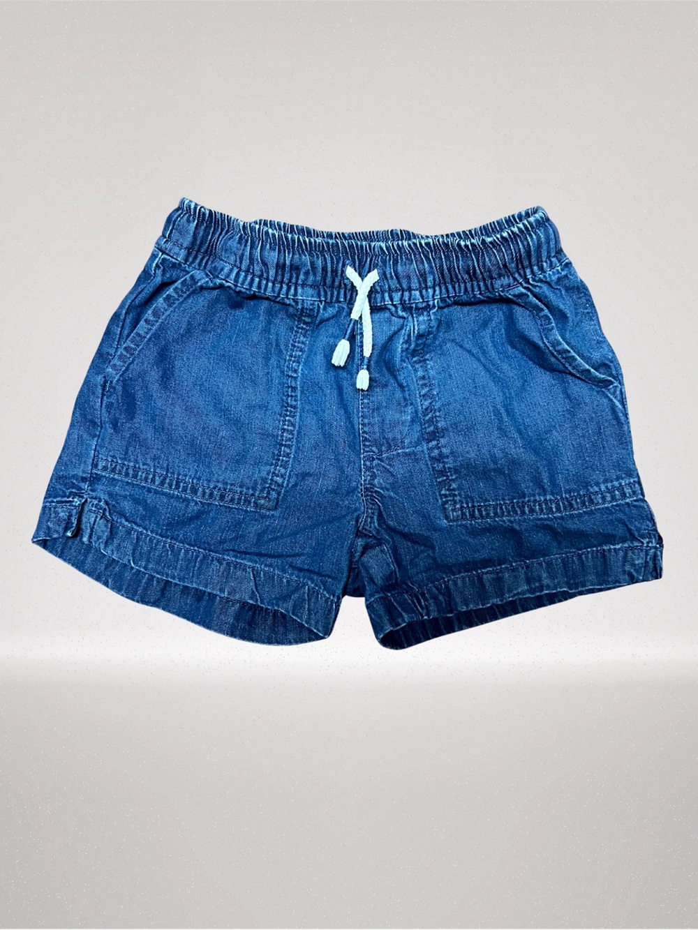 Jumping Beans Girls Denim Pull-On Shorts Size 4 Blue Jean Drawstring Pockets